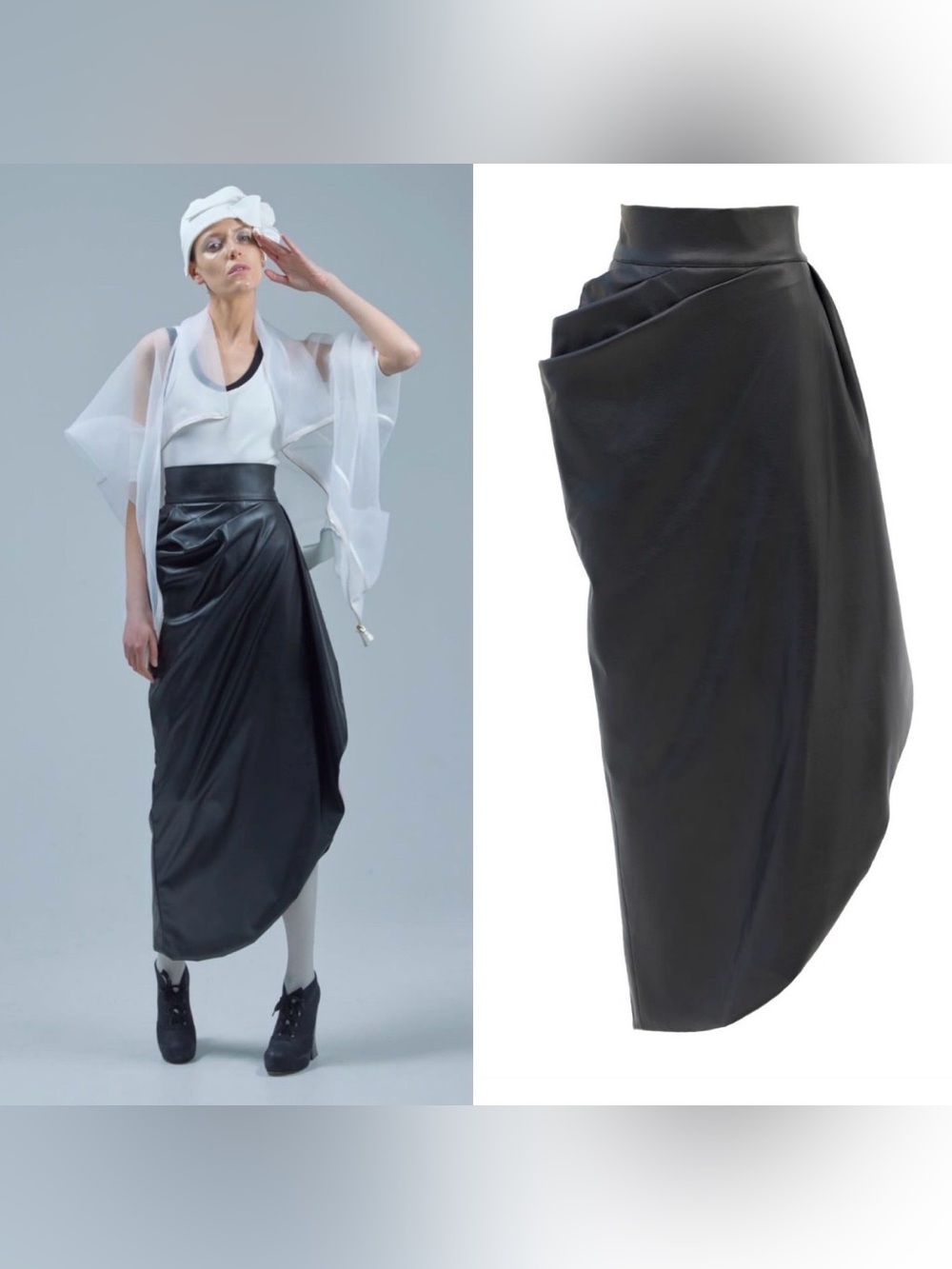 NEW Julia Allert $580 Faux Leather Skirt (black) Size XS
